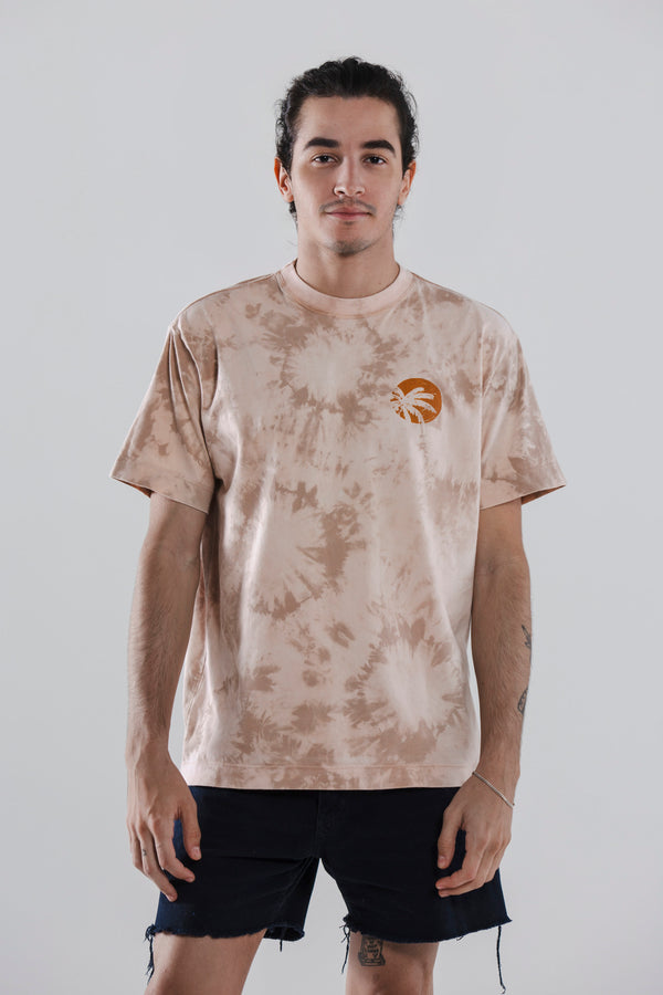 Camiseta Agroecológica Quintal Tie-dye Urucum e Angico - Fit Oversized