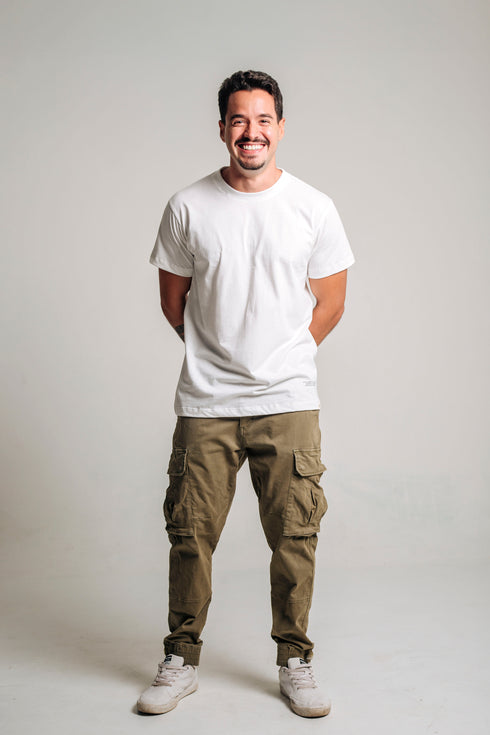 Camiseta Básica Agroecológica - Fit Regular - Arroz Branco