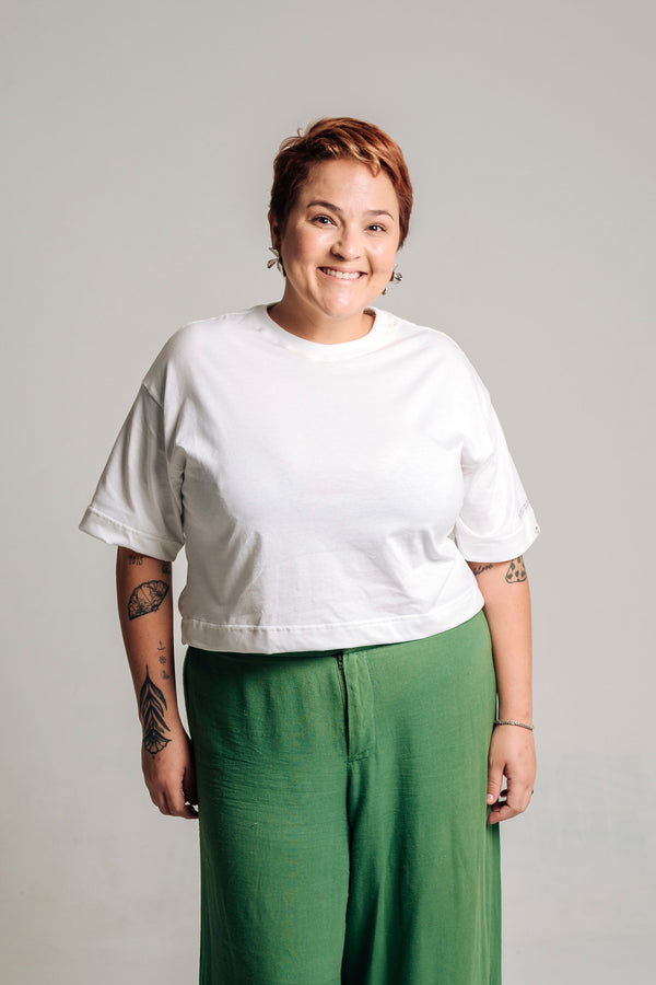 Camiseta Básica Agroecológica - Fit Cropped - Arroz Branco