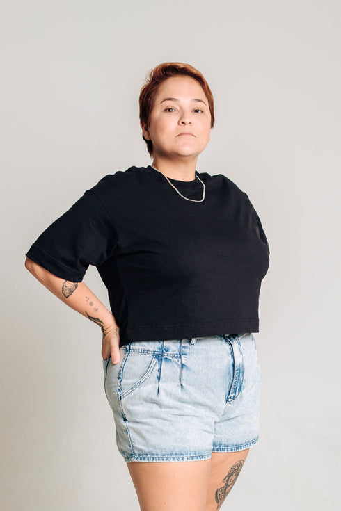 Camiseta Básica Agroecológica - Fit Cropped - Feijão Preto