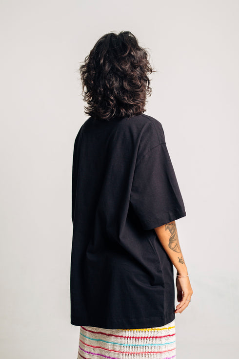 Camiseta Básica Agroecológica - Fit Oversized - Feijão Preto