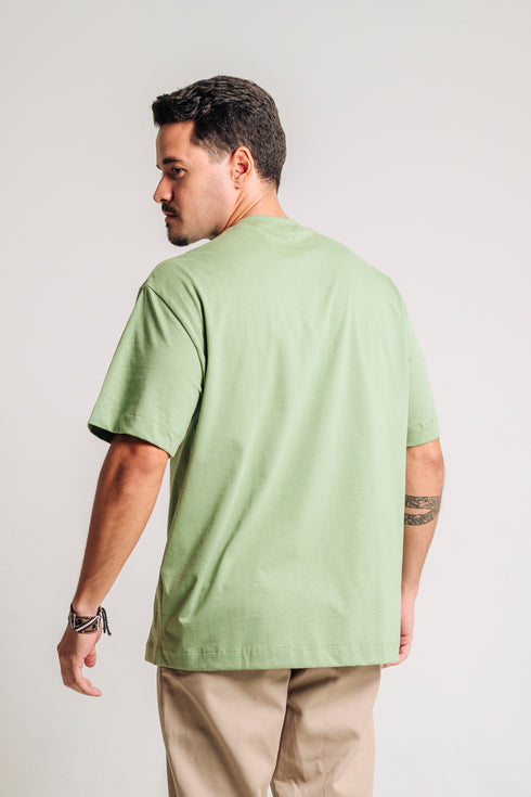 Camiseta Básica Agroecológica - Fit Oversized - Verde Ervilha