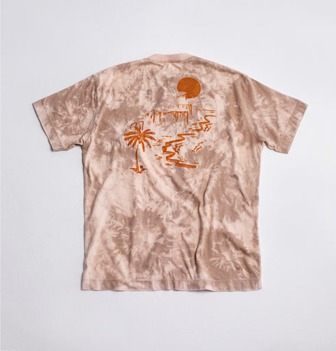 Camiseta Agroecológica Quintal Tie-dye Urucum e Angico - Fit Oversized