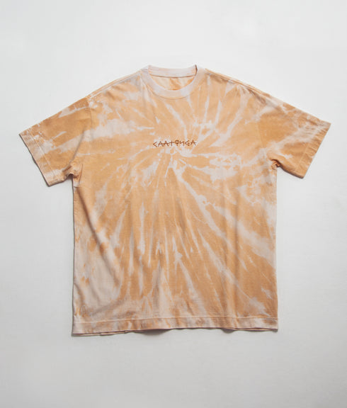 Camiseta Agroecológica Rupestre Tie-dye Açafrão - Fit Oversized