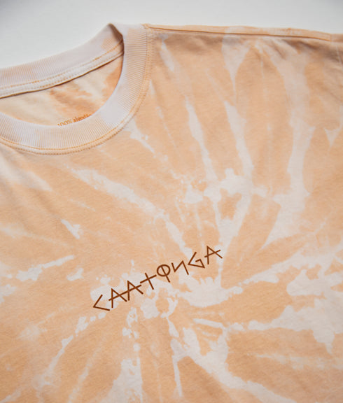 Camiseta Agroecológica Rupestre Tie-dye Açafrão - Fit Oversized