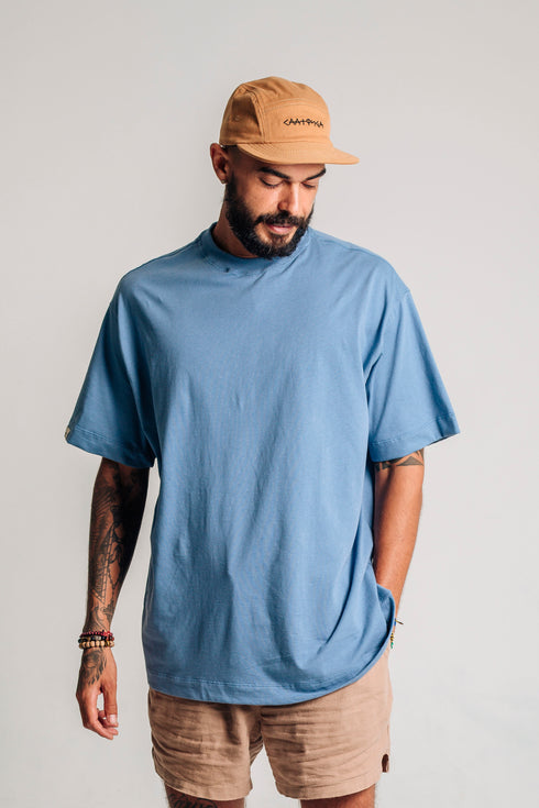 Camiseta Básica Agroecológica - Fit Oversized - Azul Jenipapo