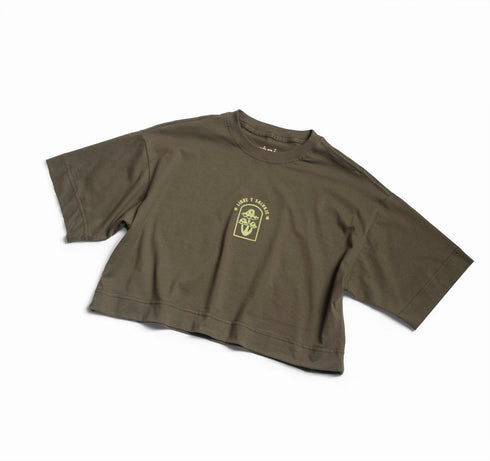Camiseta Agroecológica Libre y Salvage – Cor Verde Couve – Fit Cropped
