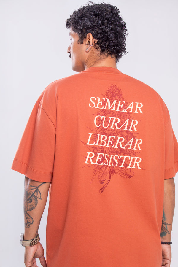 Camiseta Agroecológica Sativa – Cor Laranja Batata Doce – Fit Oversized