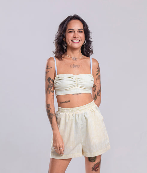 Shorts Agroecológico Tibau – Cor Amarelo Couve-Flor