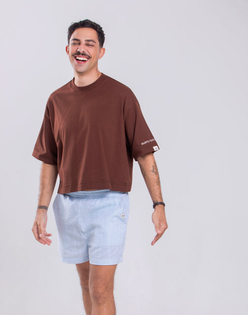 Camiseta Básica Agroecológica - Fit Cropped - Marrom Macaxeira