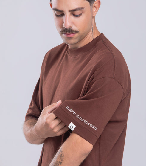 Camiseta Básica Agroecológica - Fit Cropped - Marrom Macaxeira
