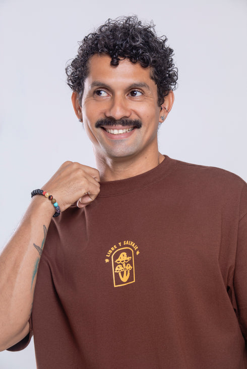 Camiseta Agroecológica Libre e Salvage – Cor Marrom Macaxeira – Fit Oversized