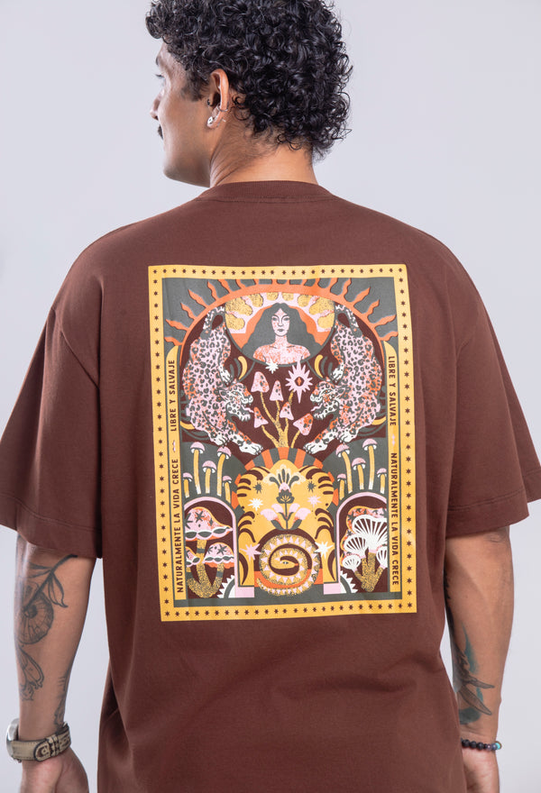 Camiseta Agroecológica Libre e Salvage – Cor Marrom Macaxeira – Fit Oversized