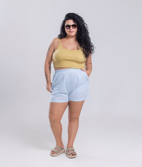 Top Canelado Básico Agroecológico - Cor Amarelo Gengibre