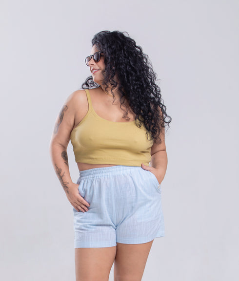 Top Canelado Básico Agroecológico - Cor Amarelo Gengibre