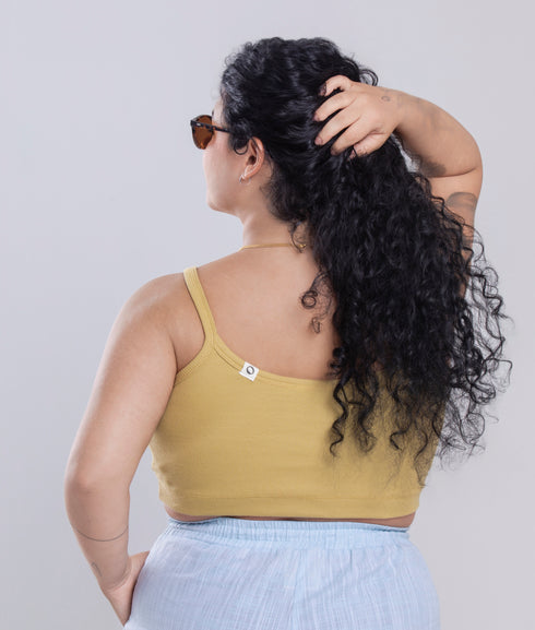 Top Canelado Básico Agroecológico - Cor Amarelo Gengibre