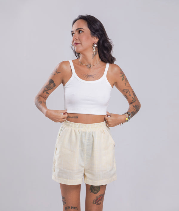 Top Canelado Básico Agroecológico - Cor Off White Arroz Branco