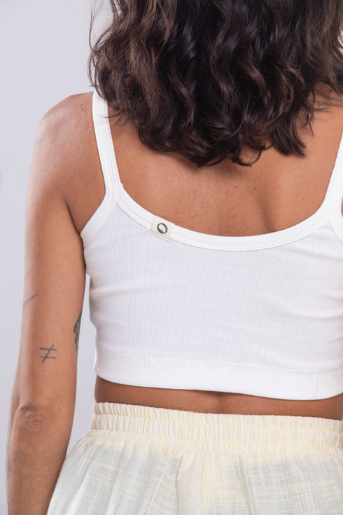 Top Canelado Básico Agroecológico - Cor Off White Arroz Branco