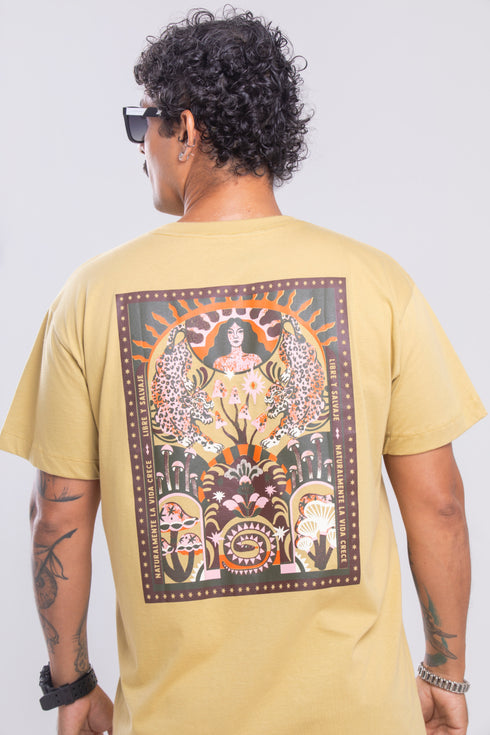 Camiseta Agroecológica Libre y Salvage – Cor Amarelo Gengibre – Fit Regular