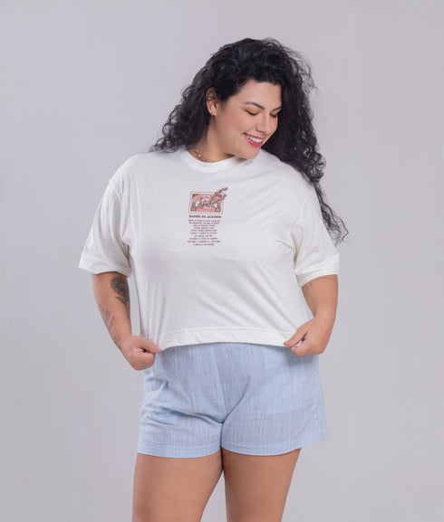 Camiseta Agroecológica - Fit Cropped - Banho de Alecrim - Off White