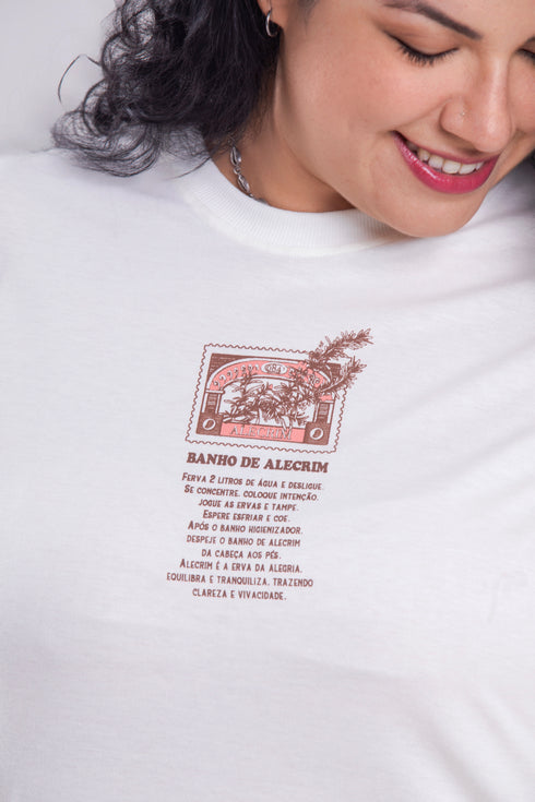 Camiseta Agroecológica - Fit Cropped - Banho de Alecrim - Off White