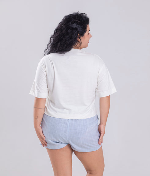 Camiseta Agroecológica - Fit Cropped - Banho de Alecrim - Off White
