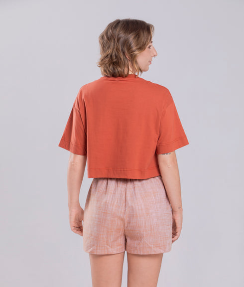 Camiseta Agroecológica Soil to Soul – Cor Laranja Batata Doce – Fit Cropped