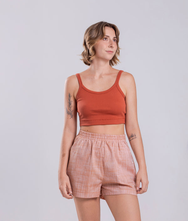 Top Canelado Básico Agroecológico - Cor Laranja Batata Doce