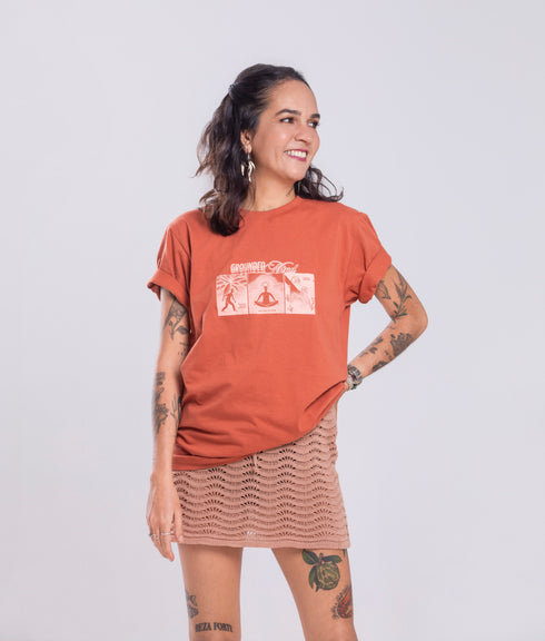 Camiseta Agroecológica Grounded Mind – Cor Laranja Batata Doce – Fit Regular