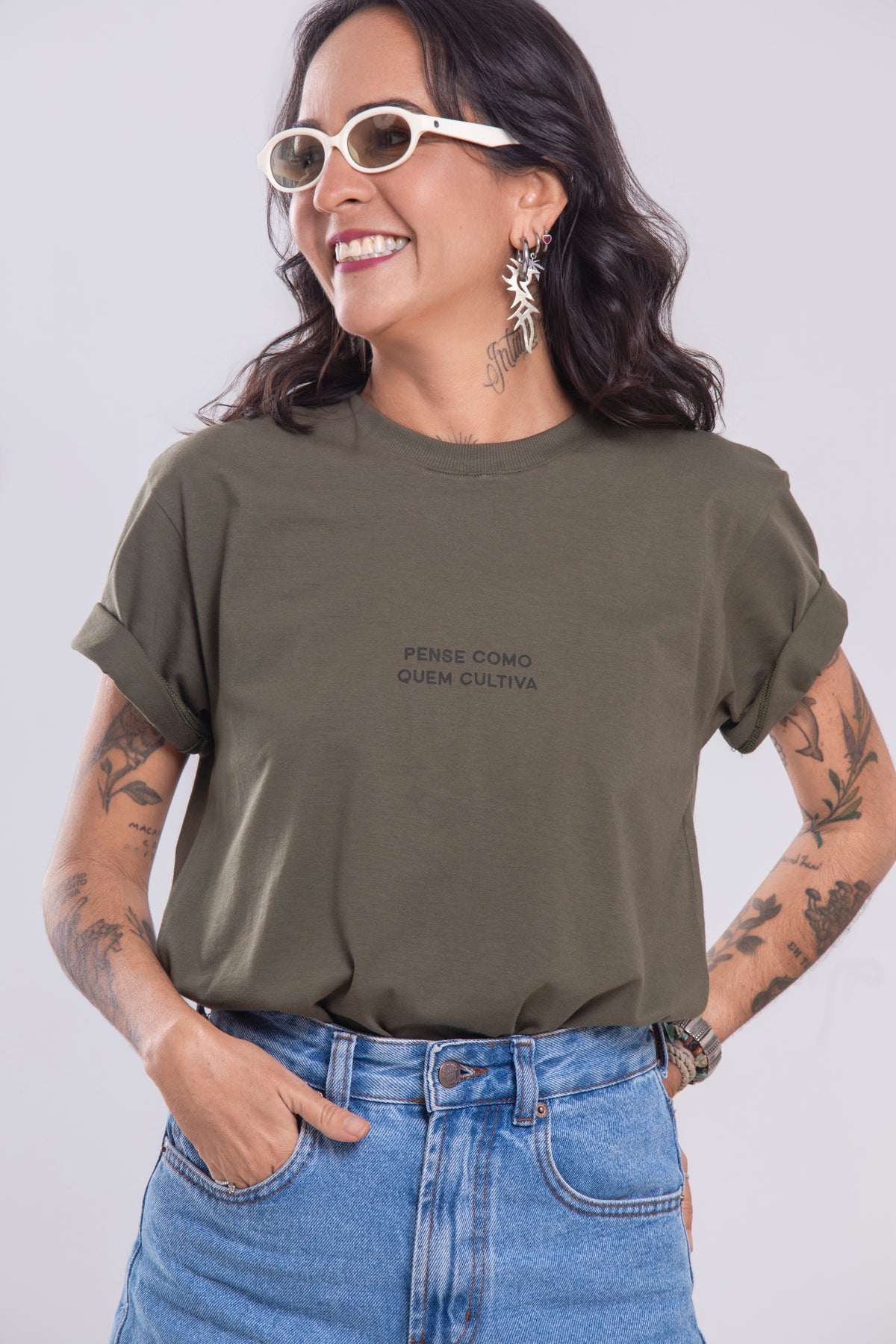 Camiseta Agroecológica Sativa – Cor Verde Couve – Fit Regular